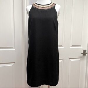 Ann Taylor sheath black dress size 4 with neckline detailing